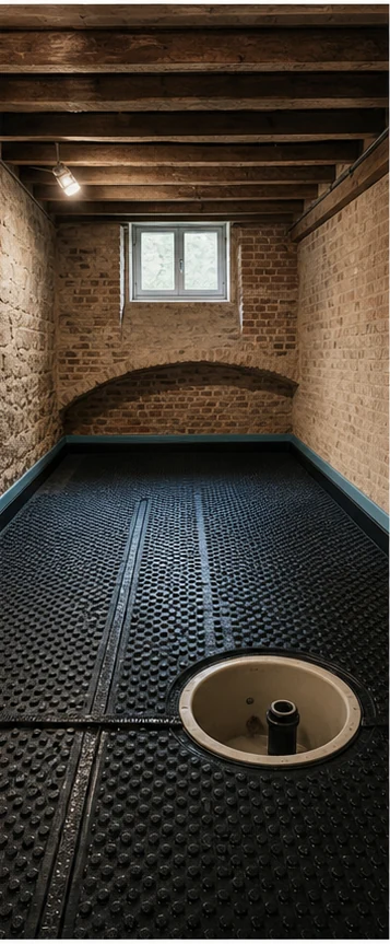 Kelderdrainage in een Vlaamse kelder